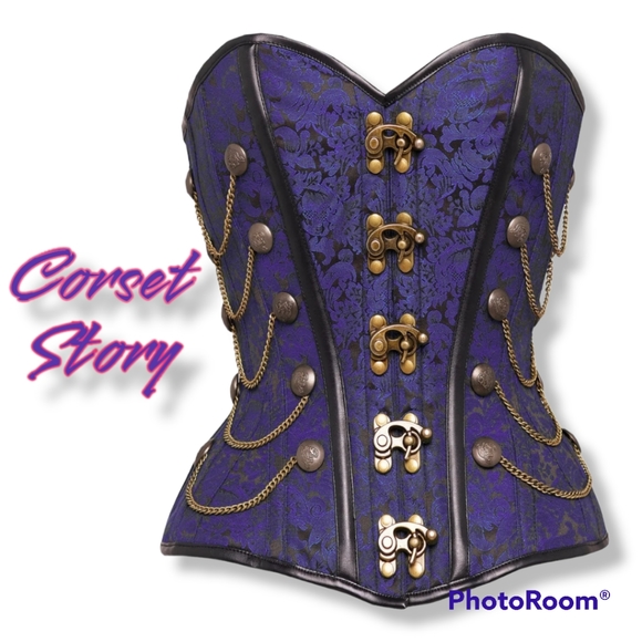 😈NWT Purple Steampunk corset with chains from Corsets Story! - Picture 2 of 16
